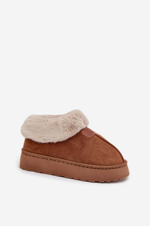 women's snow boots with platform and fur in brown color Calyra