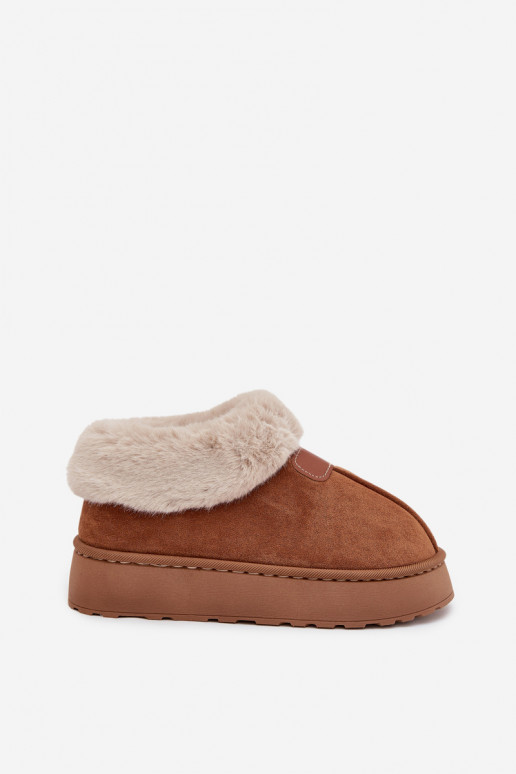 women's snow boots with platform and fur in brown color Calyra