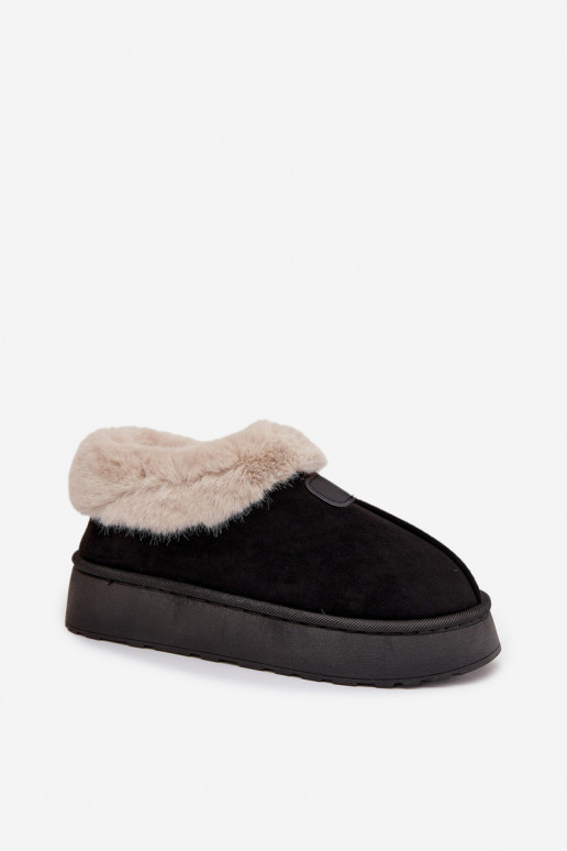 women's snow boots with platform and fur in black color Calyra