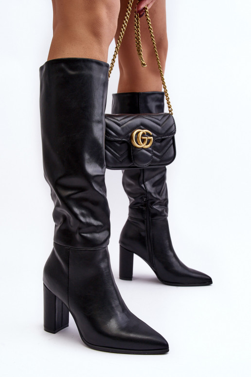 Black knee-high women's heeled boots Fiminna