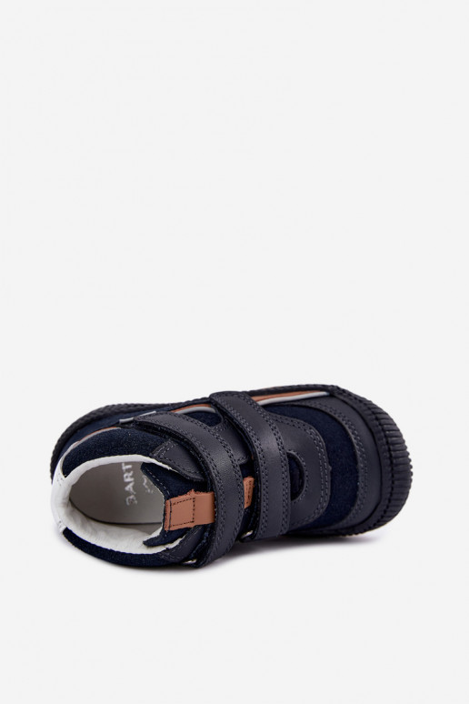 Dark blue leather children's shoes Bartek 8631676