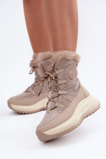 Sand-colored snow boots with platform and fur Big Star UU274221 2