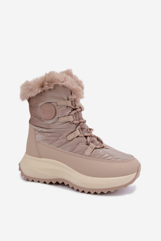 Sand-colored snow boots with platform and fur Big Star UU274221