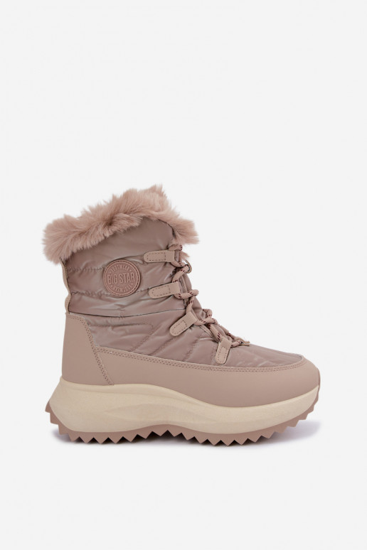 Sand-colored snow boots with platform and fur Big Star UU274221