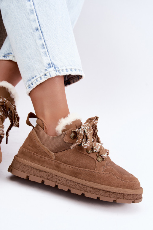 Brown snow boots with laces faux suede GOE UU2N4922
