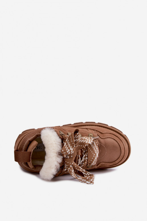 Brown snow boots with laces faux suede GOE UU2N4922