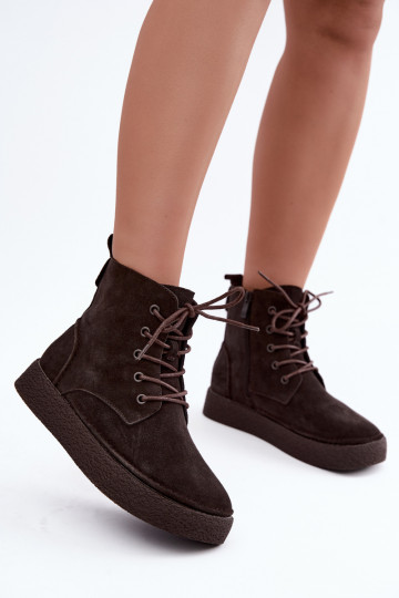 Insulated faux suede ankle boots Sergio Leone BT-30 CzekoladoĮe