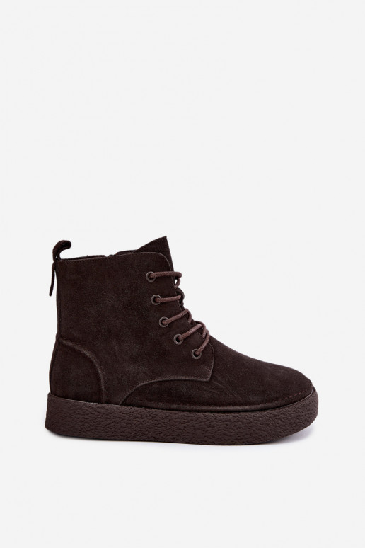 Insulated faux suede ankle boots Sergio Leone BT-30 CzekoladoĮe