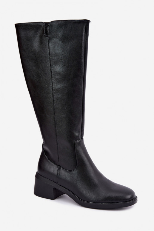 Insulated black leather knee-high boots Klocke Sergio Leone KZ-17