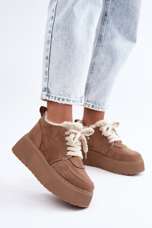Women's snow boots with platform and fur Luma sand