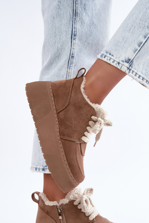 Women's snow boots with platform and fur Luma sand