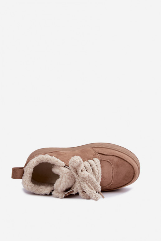 Women's snow boots with platform and fur Luma sand