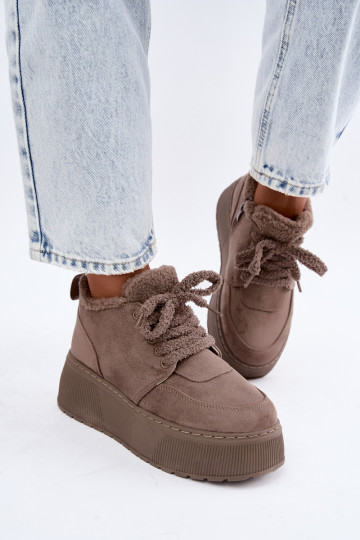Women's snow boots with platform and fur Luma clay
