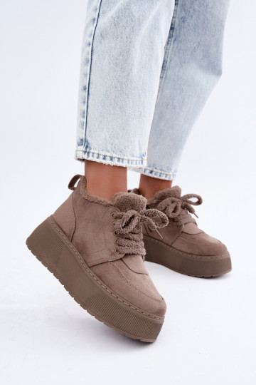 Women's snow boots with platform and fur Luma clay 2