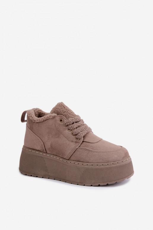 Women's snow boots with platform and fur Luma clay