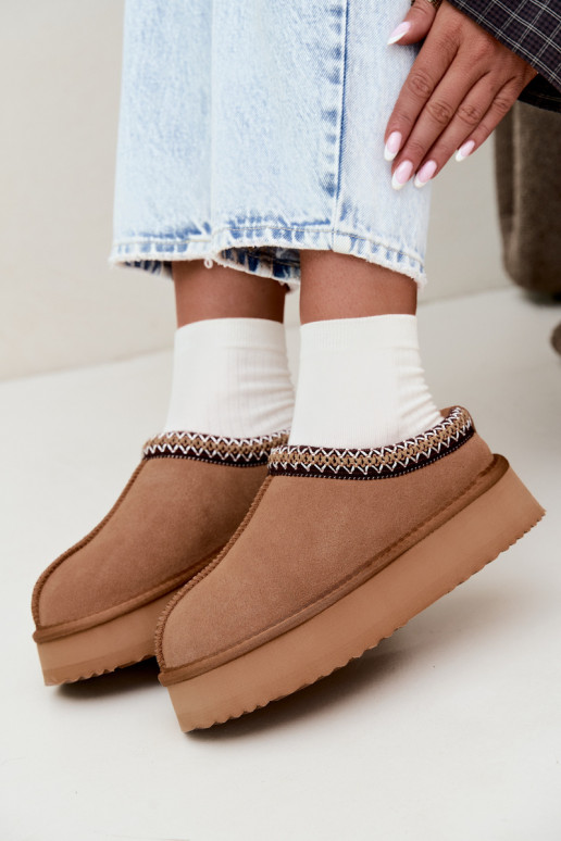 Faux suede snow boots with decorative stripe Vinceza 97972 brown