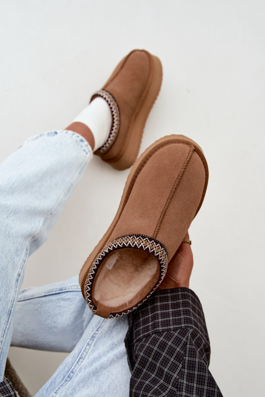 Faux suede snow boots with decorative stripe Vinceza 97972 brown