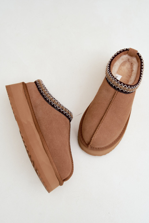 Faux suede snow boots with decorative stripe Vinceza 97972 brown