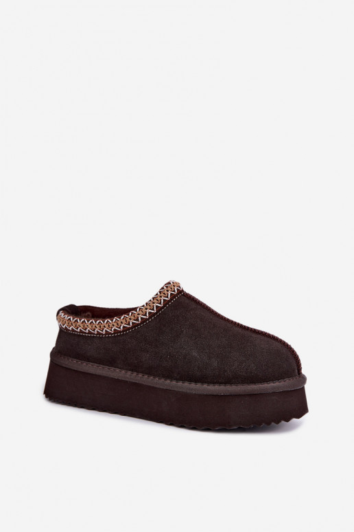 Faux suede snow boots with decorative stripe Vinceza 97972 chocolate
