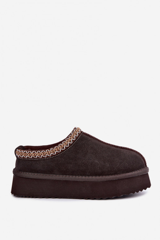 Faux suede snow boots with decorative stripe Vinceza 97972 chocolate
