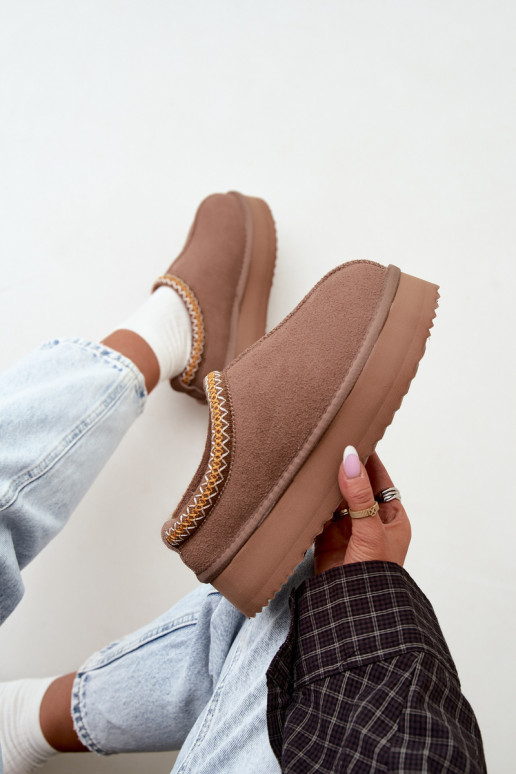Faux suede snow boots with decorative stripe Vinceza 97972 sand