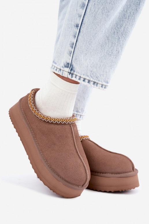 Faux suede snow boots with decorative stripe Vinceza 97972 sand