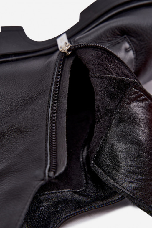 Warm leather ankle boots with elegant details GOE UU2N4138 black