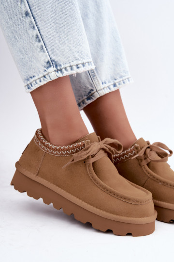 Faux suede snow boots with embroidered elements D7868-29 brown