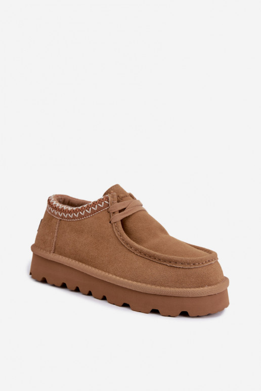 Faux suede snow boots with embroidered elements D7868-29 brown