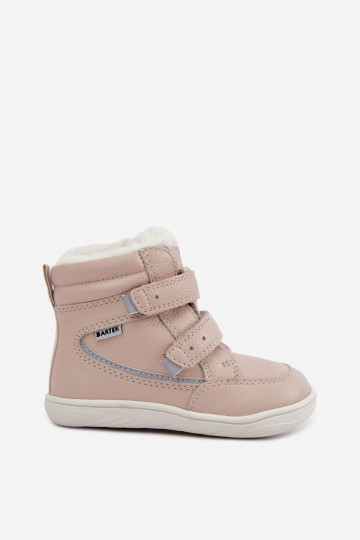 Leather children's snow boots Barefoot Bartek 8401454 sand color 2