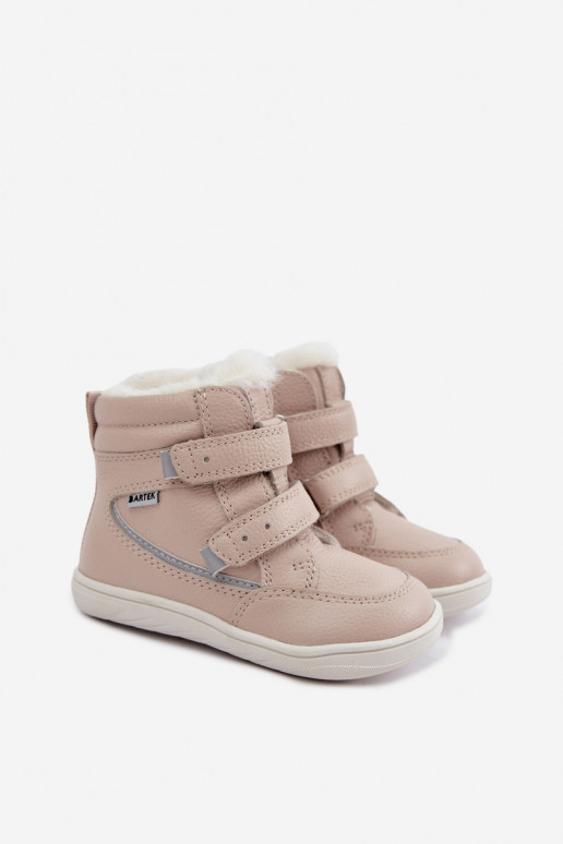 Skórzane dziecięce buty śniegowe Barefoot Bartek 8401454 w kolorze piaskowym