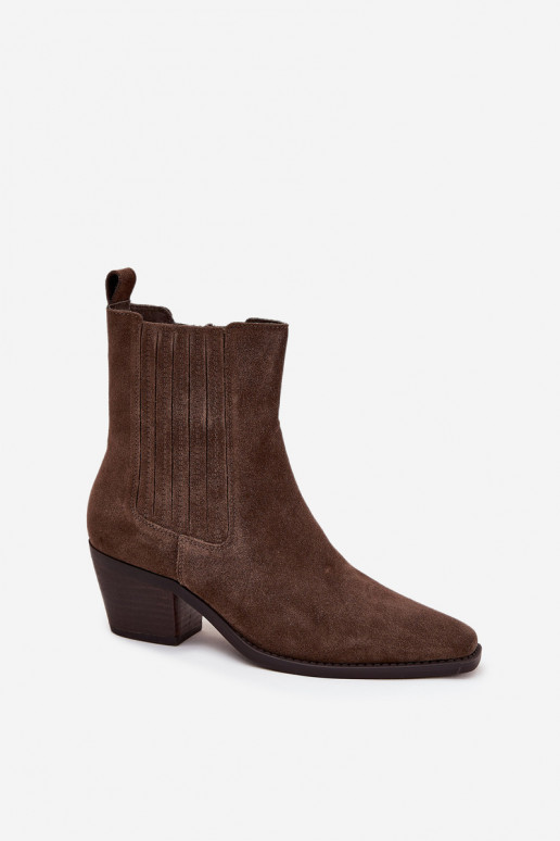 Faux suede ankle boots with insulation inside, in khaki Arelia