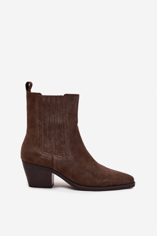 Faux suede ankle boots with insulation inside, in khaki Arelia