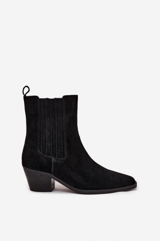 Faux suede ankle boots with insulation inside, in black Arelia