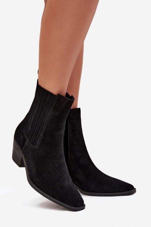 Faux suede ankle boots with insulation inside, in black Arelia