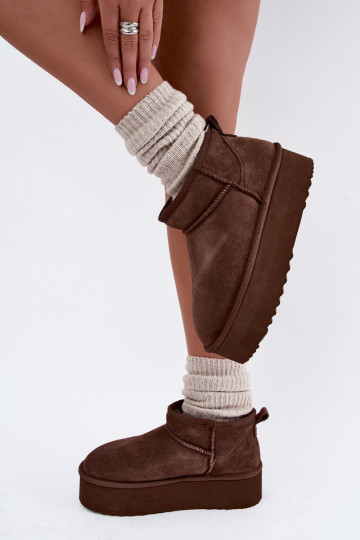 Women's snow boots made of natural suede in brown color Tairene