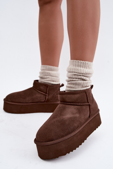 Women's snow boots made of natural suede in brown color Tairene 2