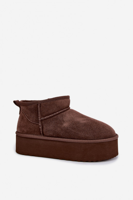 Women's snow boots made of natural suede in brown color Tairene