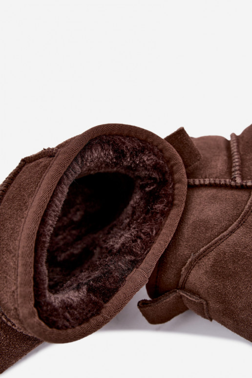 Women's snow boots made of natural suede in brown color Tairene