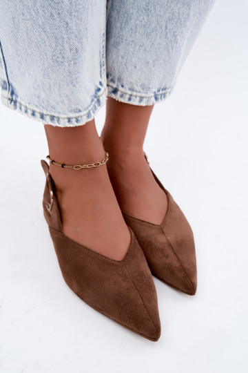 Women's ballerinas with buckles in brown color Tanelia