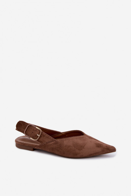 Women's ballerinas with buckles in brown color Tanelia