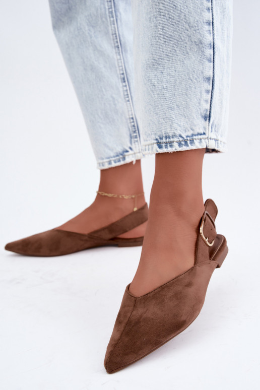 Women's ballerinas with buckles in brown color Tanelia