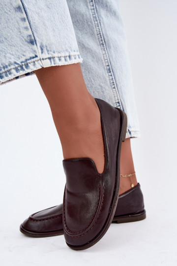 Women's moccasins made of faux leather in burgundy color Mireliah
