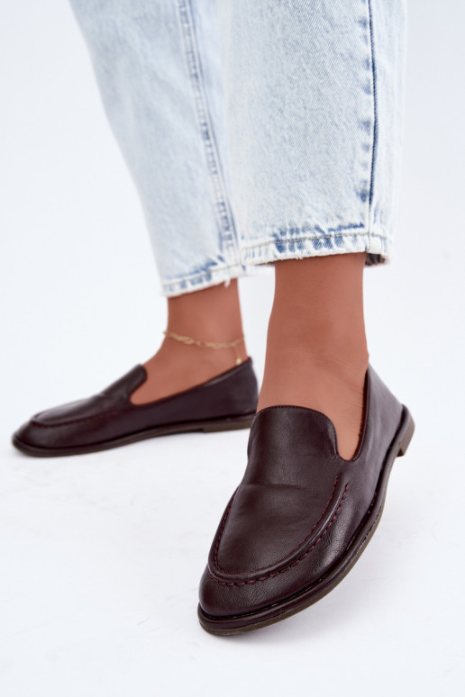 Women's moccasins made of faux leather in burgundy color Mireliah
