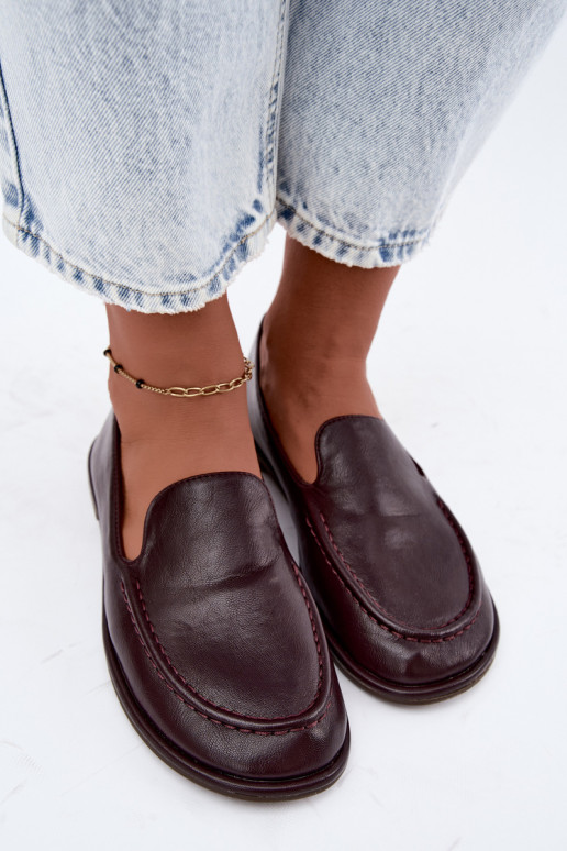 Women's moccasins made of faux leather in burgundy color Mireliah