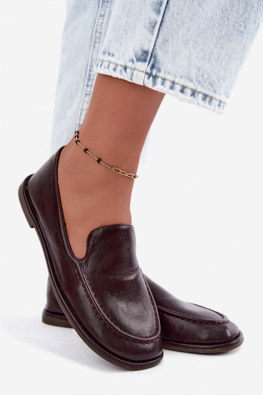 Women's moccasins made of faux leather in burgundy color Mireliah