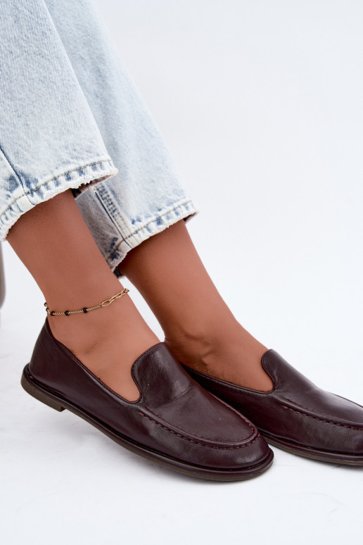 Women's moccasins made of faux leather in burgundy color Mireliah