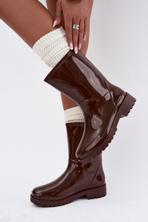 Women's rubber boots in dark brown color Elvara