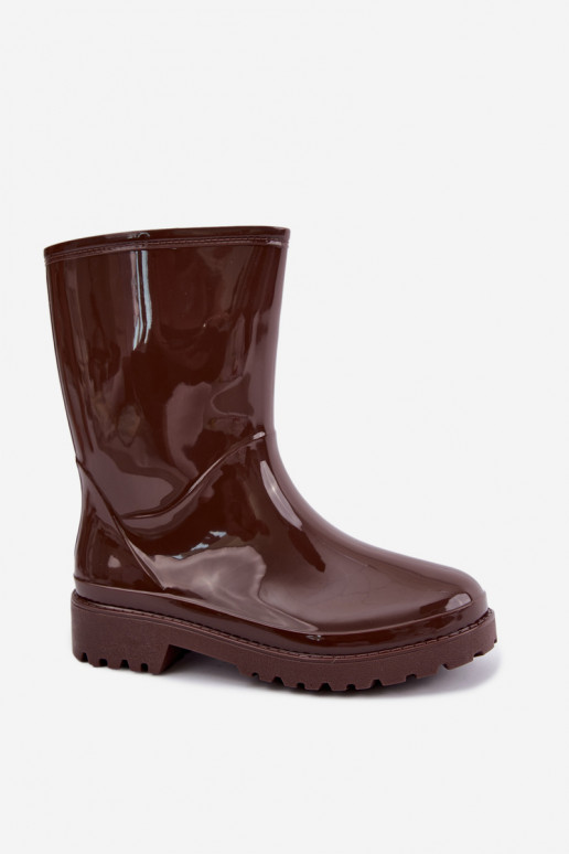 Damskie gumowe buty w ciemnobrązowym kolorze Elvara