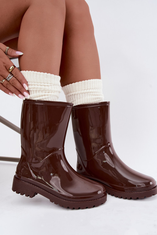 Women's rubber boots in dark brown color Elvara